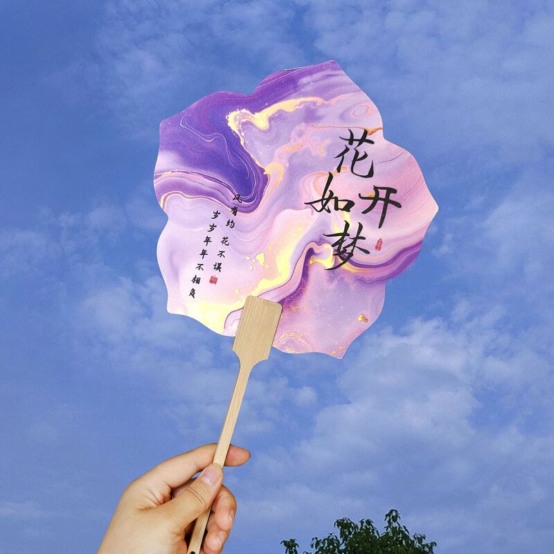 模造漂白漆仕上げ扇子 PVC クリエイティブ模造漂白漆パターン書道言葉漆扇子風景写真文化創造扇子|undefined
