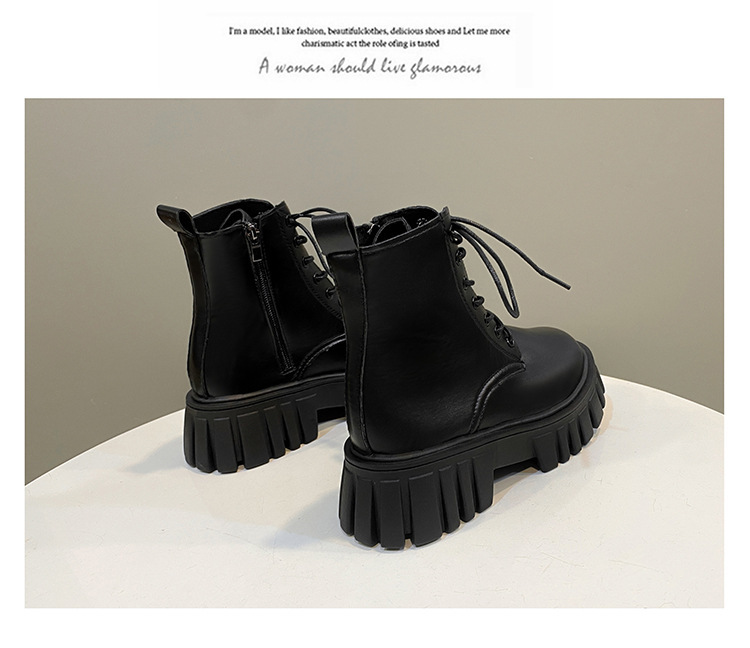 Dam korta cowboyboots höst vinter med snörning tjock sula mode_voghion.com
