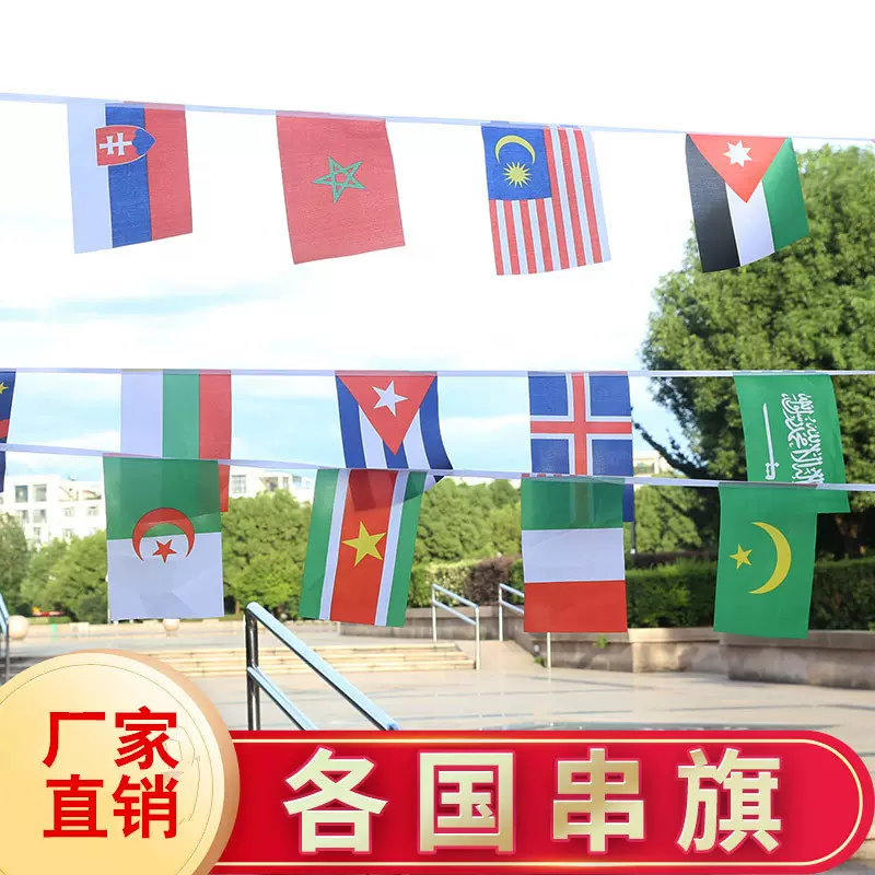 【热销产品】100国14*21串旗节日拉旗小旗帜世界杯运动会装饰挂旗