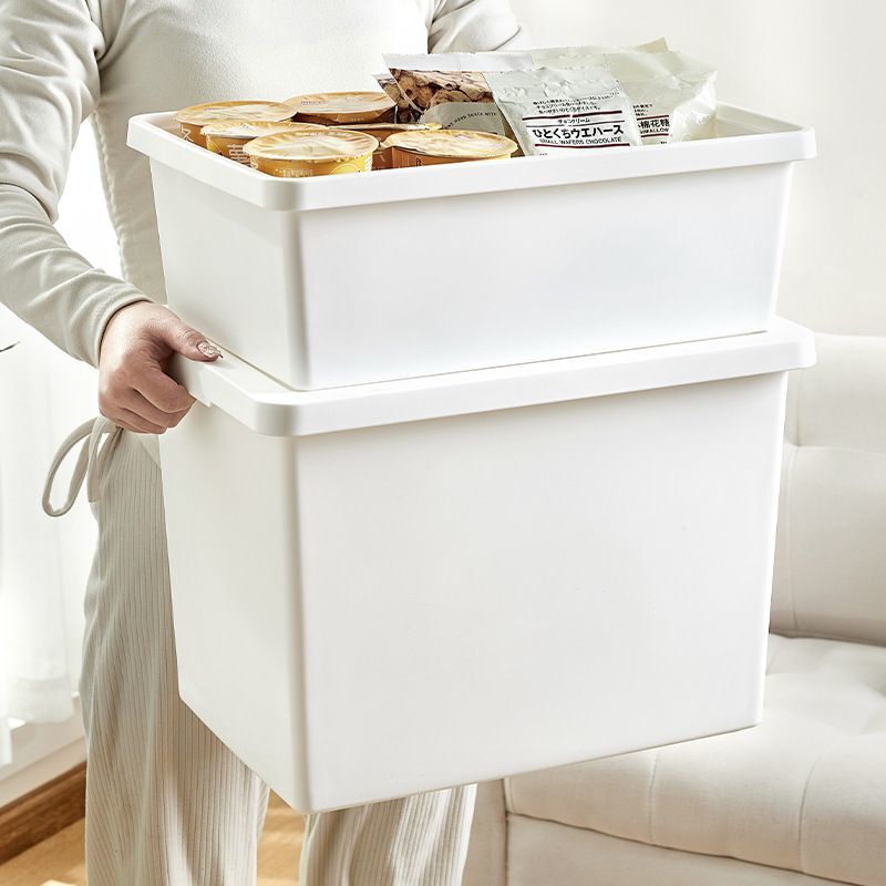 Desktop Storage Box Plastic Dust-Proof Heightened Wardrobe Storage Box with Lid Kitchen Stackable Debris Sorting Box