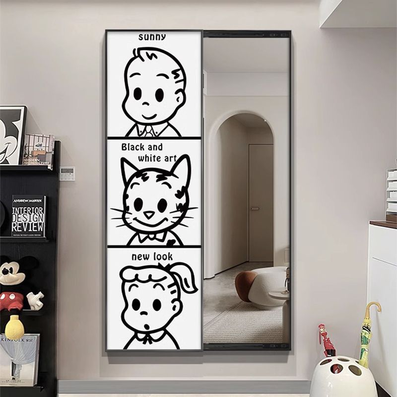 Harada Zhi ins Style Entrance Decorative Painting Hidden Push-Pull Hanging Painting with Mirror Living Room Full Body Fitting Mirror