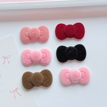 植绒亚克力蝴蝶结发夹diy材料配饰可爱发饰手工零件发卡贴片配件