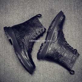 啄木鸟男鞋潮流帅气马丁靴男加绒2025新款休闲时尚百搭高档高帮鞋