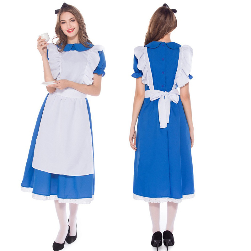 Halloween Alice Blue Maid Costume Alice In Wonderland European and American Maid Costume Maid Stage Performance