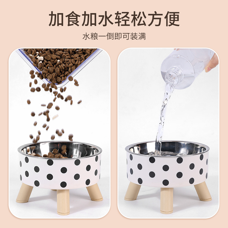 Tazón para gatos transfronterizo Tazón para mascotas de cuatro patas anti-volcado Tazón para perros de acero inoxidable Tazón de agua separada Alimentador para mascotas al por mayor