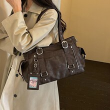 外贸甜酷辣妹风大容量托特包包女早秋简约个性百搭通勤单肩腋下包