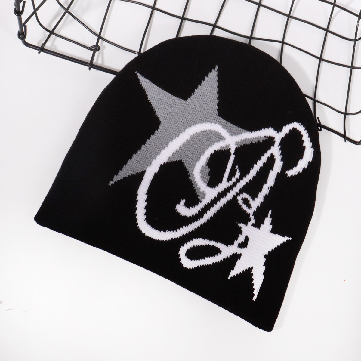 Men's Knitted Beanie Hat Five Pointed Star Pattern Winter Warm_voghion.com