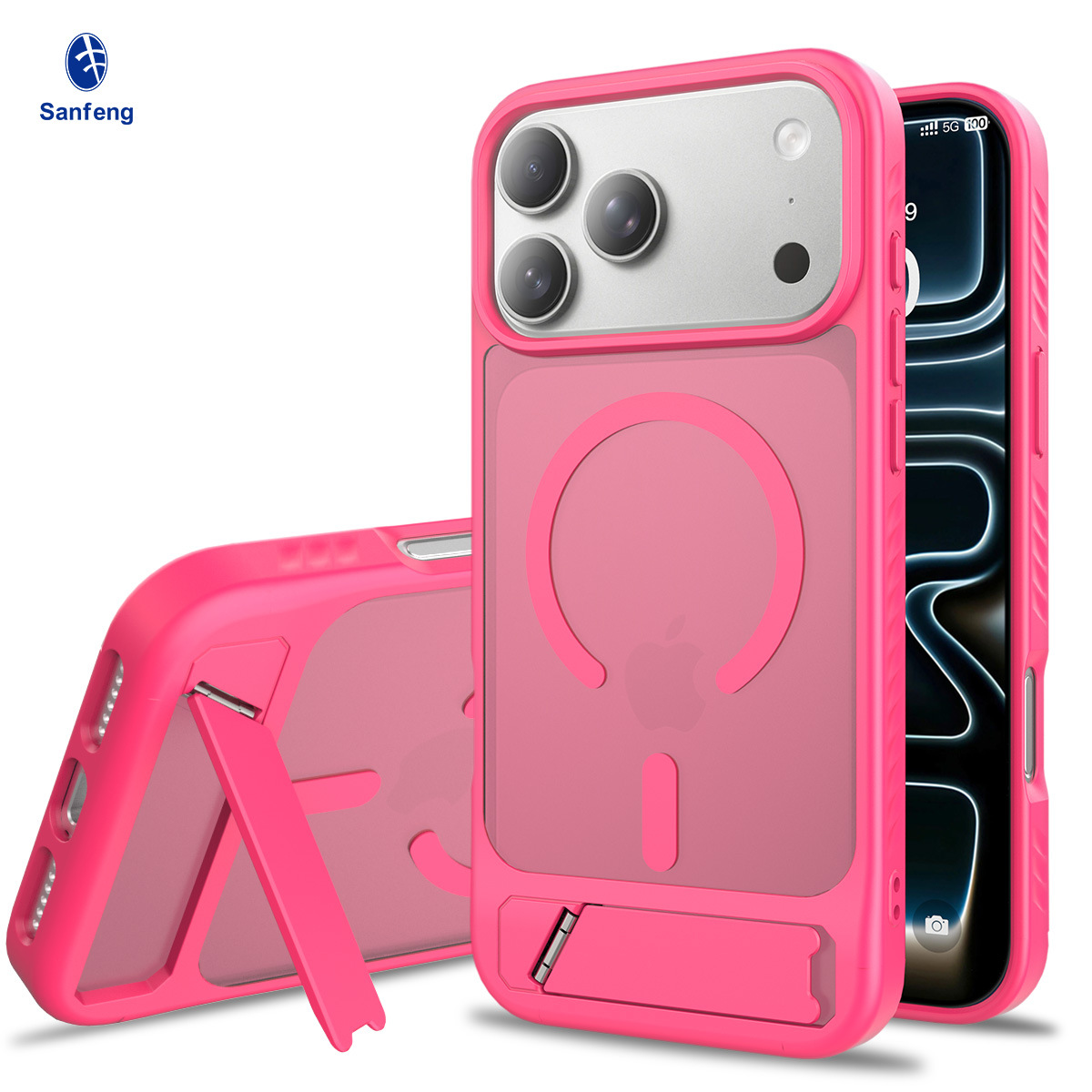 Nuevo Amazon Apple 18pm caso de teléfono celular resistente a la caída soporte incorporado 2 en 1 17 caso de protección de succión magnéticaomax image 12