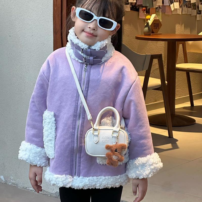 Bolsa de hombro coreana para niños y niñas, estilo extranjero, mini lindos colgantes de oso, bolsas de mano, bolsas de bolos para niños.
