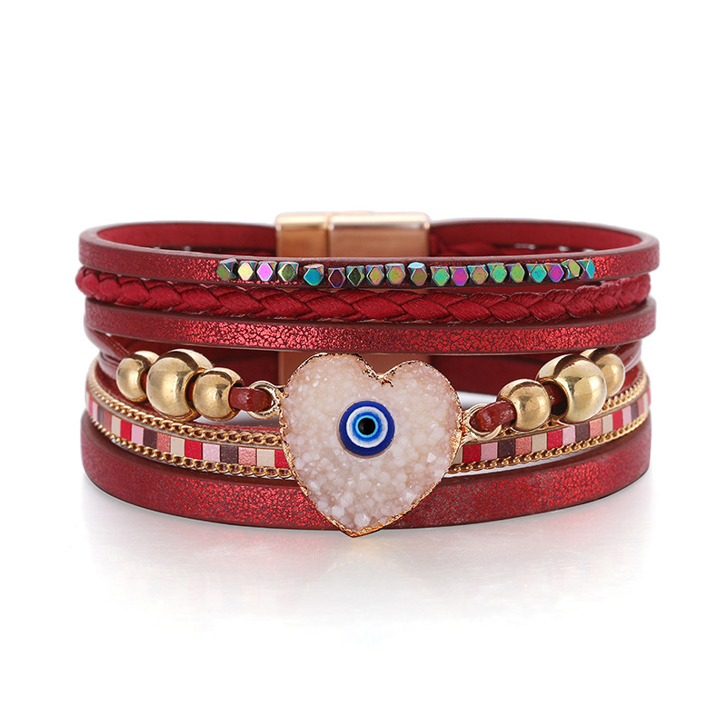 1 Pieza Moda Forma De Corazón Cuero Sintético Hecho A Mano Mujeres Brazalete display picture 5