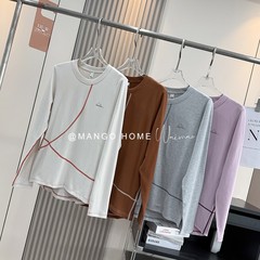 情侣款秋新品城市户外哈苏分割明线长袖T恤打底衫上衣  9311