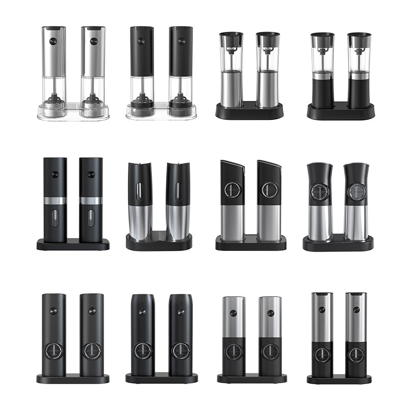 Fábrica al por mayor transfronteriza de alta gama portátil de dos piezas herramienta eléctrica sal marina pimienta negra condimento molinillo automático