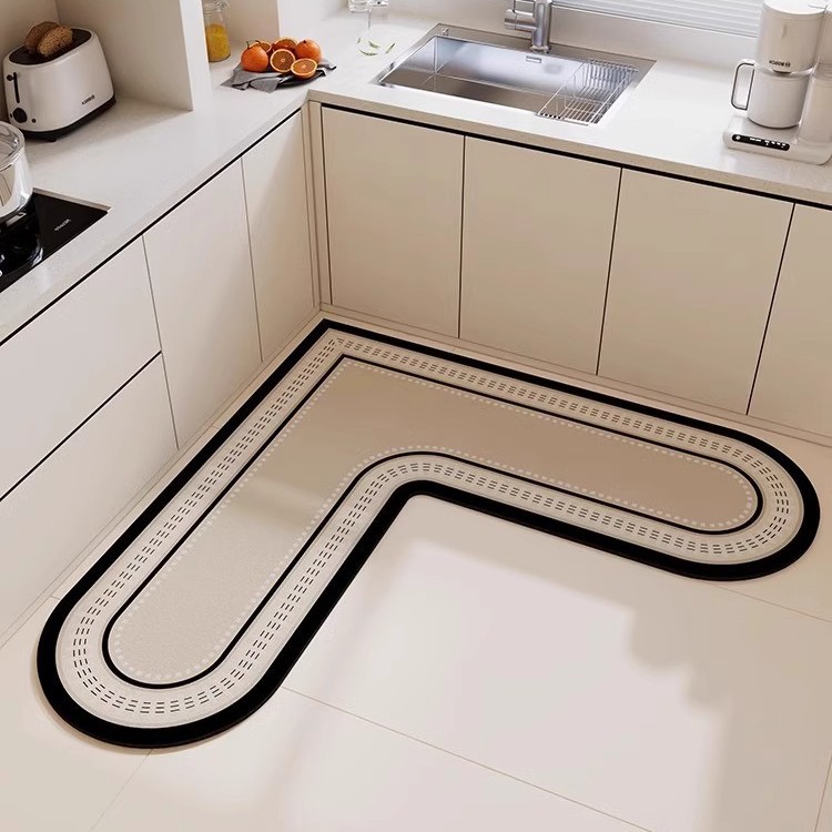 厨房地垫一体l型吸水吸油硅藻泥地垫耐脏防滑垫子爱心形通铺脚垫