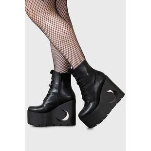 Platform Shoes Lolita Punk Diablo Cosplay Lolita Shoes Boots Cutout Ankle Boots