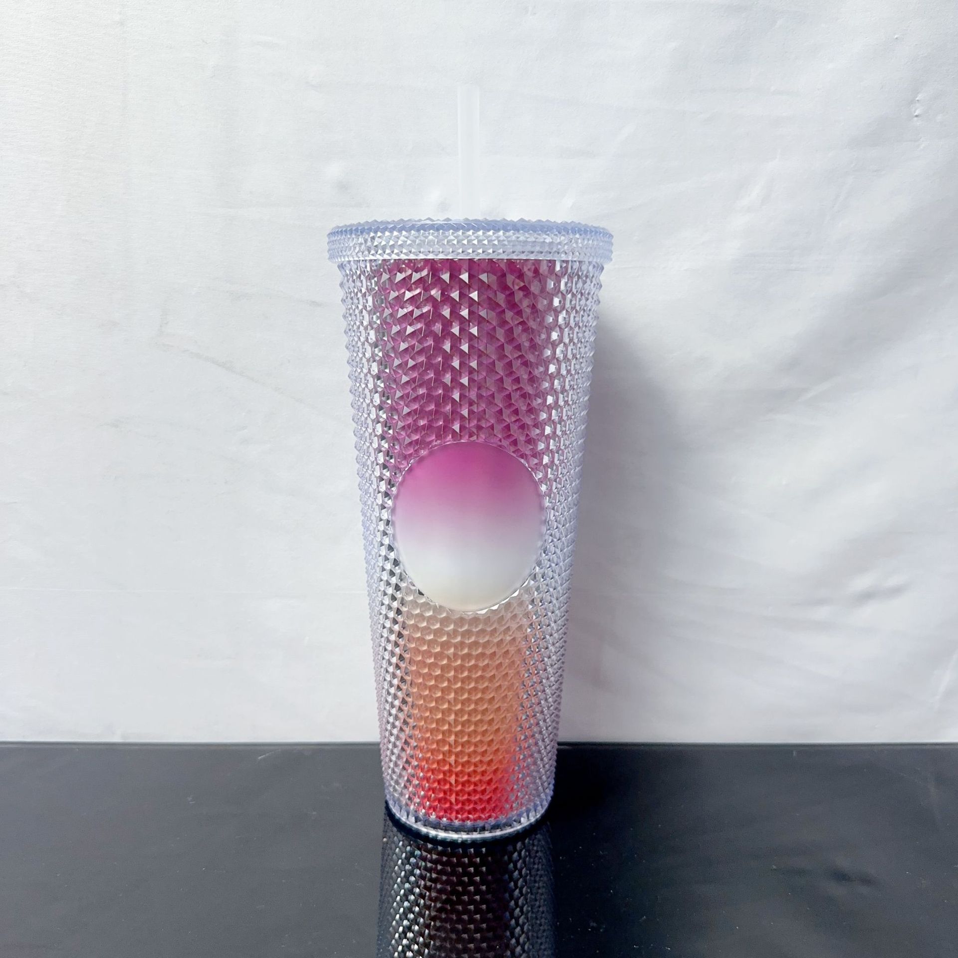 Taza de Plástico de Doble Capa 710ml, con Sorbete, Diseño Diamante/Durian, Transfronteriza