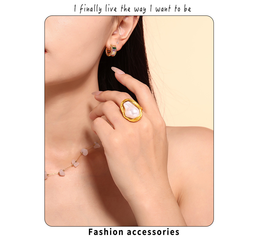 Exaggerated Personality Irregular Imitation Pearl Open Ring French Retro High End Index Finger Ring Light Luxury Ring Jewelry_voghion.com