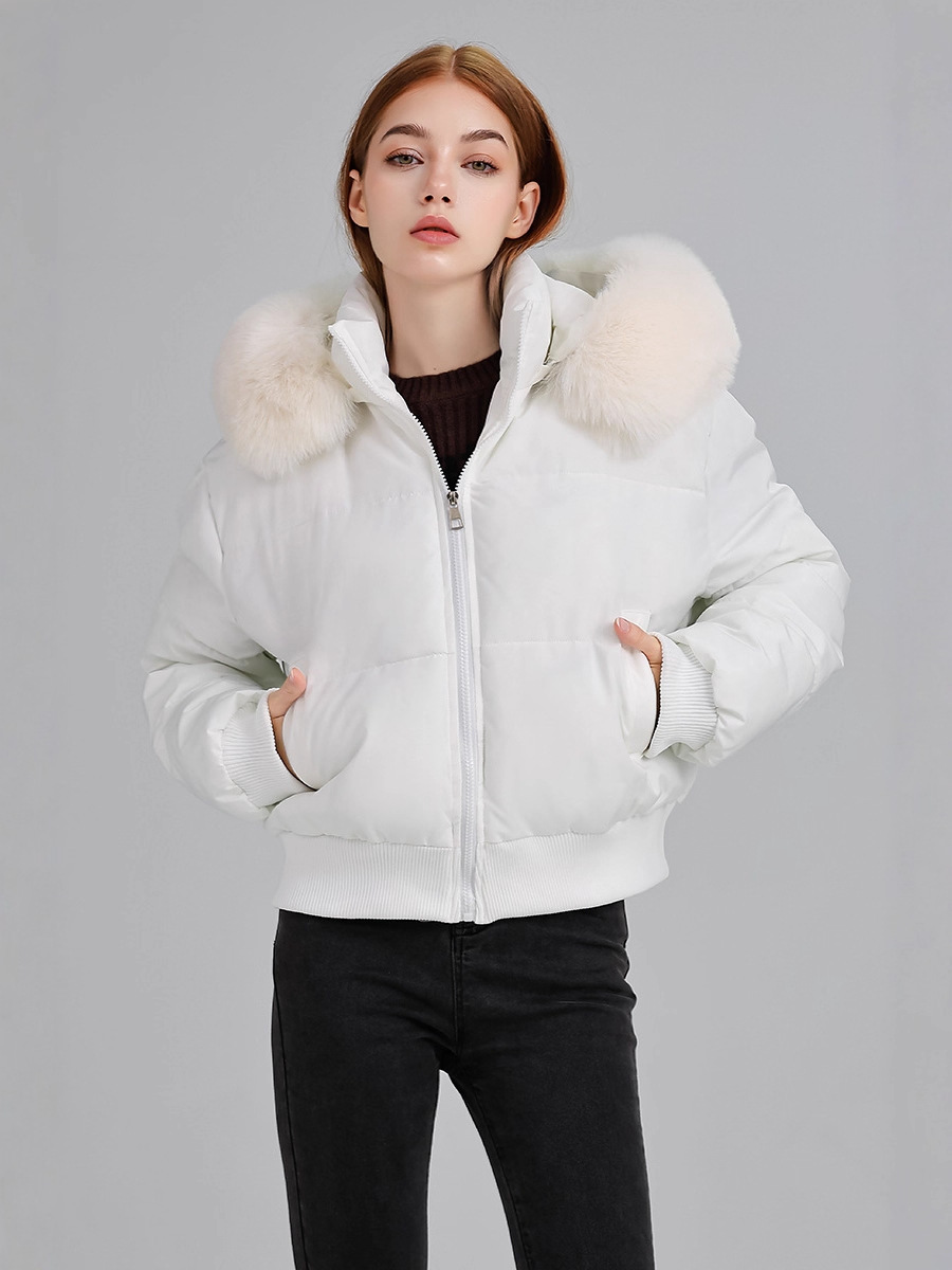 Comercio exterior diseño de algodón con cuello encapuchado mujer invierno 2025 nuevo grueso calentamiento corto chaqueta de pan image 3