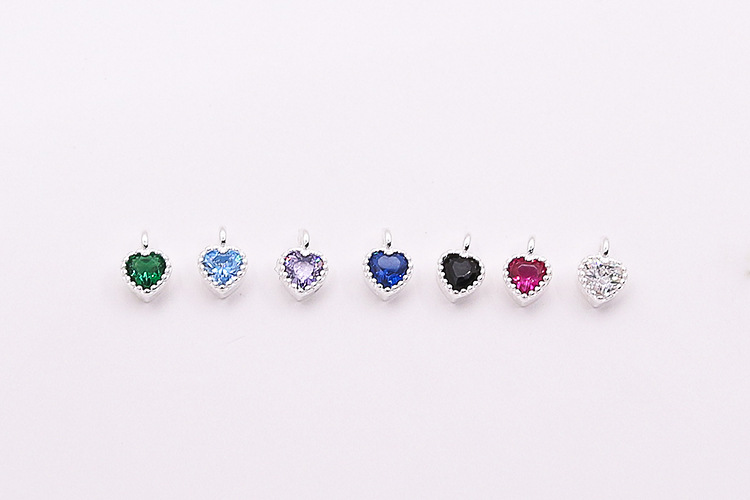 Plating Design 1 Piece 5.8*3.6mm Hole 1~1.9mm 925 Sterling Silver Zircon Star Heart Shape Pendant