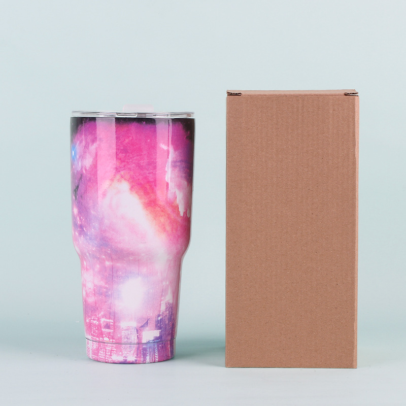 Impresión de transferencia de pintura transfronteriza Taza de coche de 30 onzas Taza de helado al vacío al aire libre cielo estrellado coche taza de cerveza de acero inoxidable logotipo impreso image 15