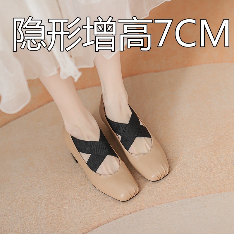 French Ballet Shoes Women's 2025 New Cross Strap Retro Small Size Milk Shoes Height Increase Mary Jane Shoes