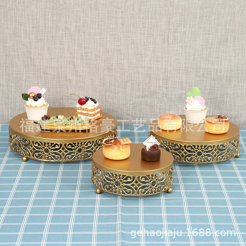 Decoración de Mesa de la boda de estilo europeo apoyos Pastel redondo Placa de hierro de alta pierna estante de la torta plato de fruta bandeja de postre image 7