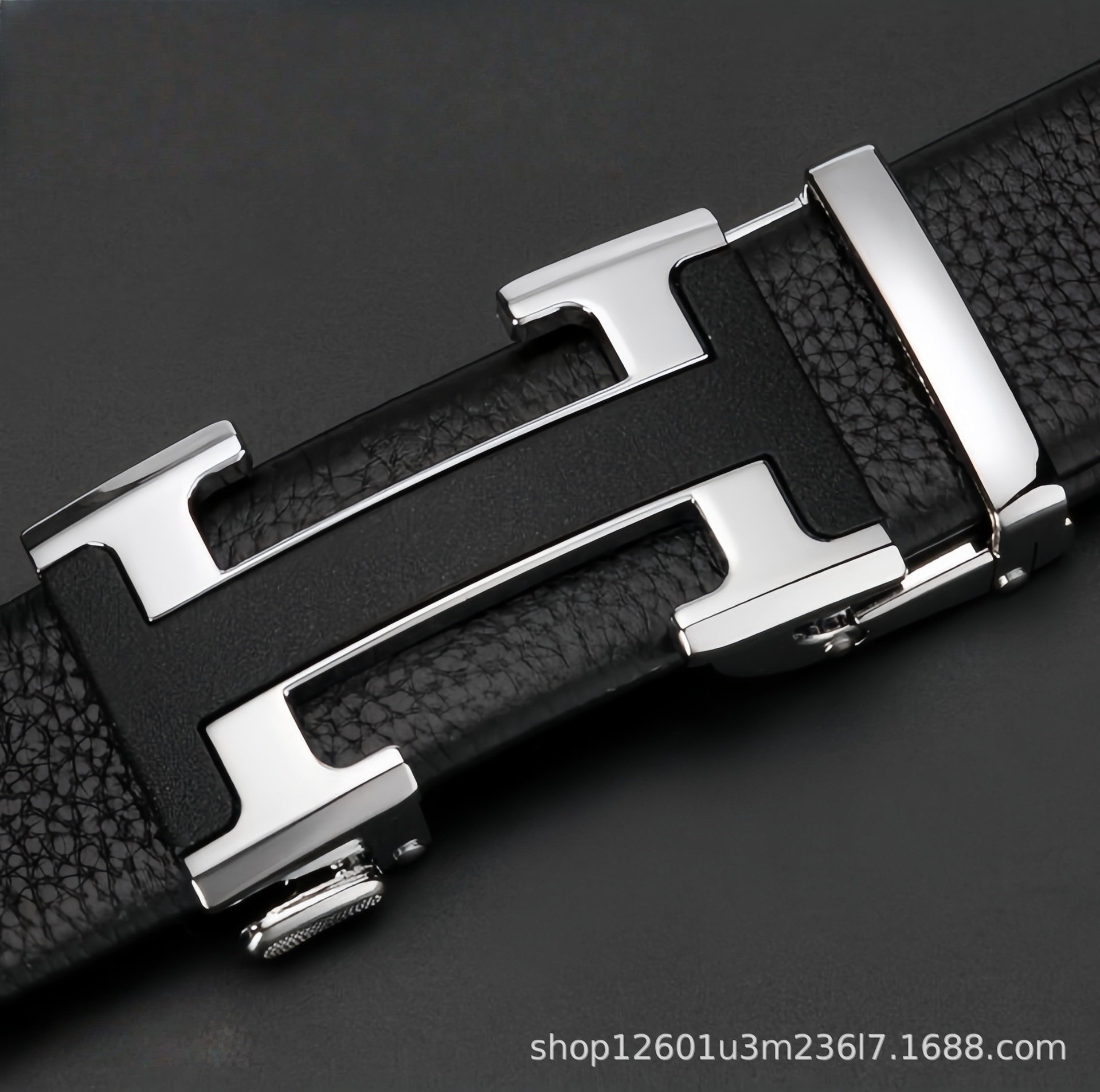 Top-grain Leather Men's Belt with H Buckle Genuine Cowhide Automatic Buckle Youth Simple Fashion Waistband