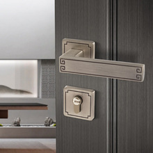 厂家批发 新中式青古铜室内门锁 铝制仿古卧室房门磁吸静音门把手