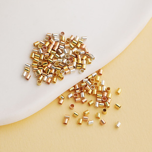S925 Sterling Silver Positioning Small Round Tube Lock Buckle Silver Gold-plated Positioning Tube DIY Handmade Bead Accessories Material Small Straight Tube