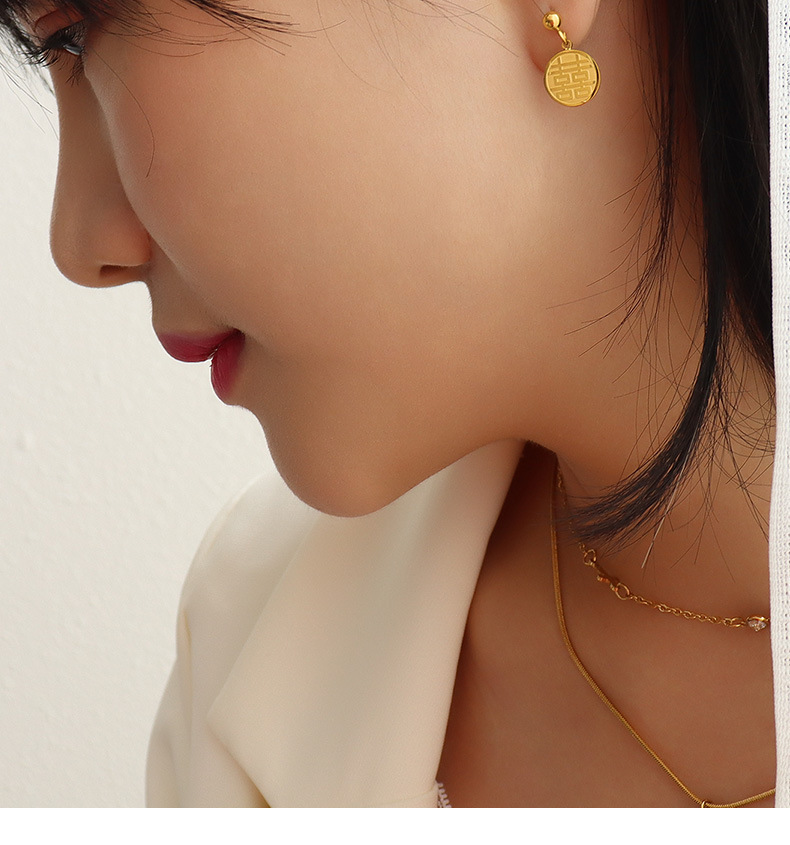 Fashion Gold Geometric Titanium Steel Earrings display picture 4