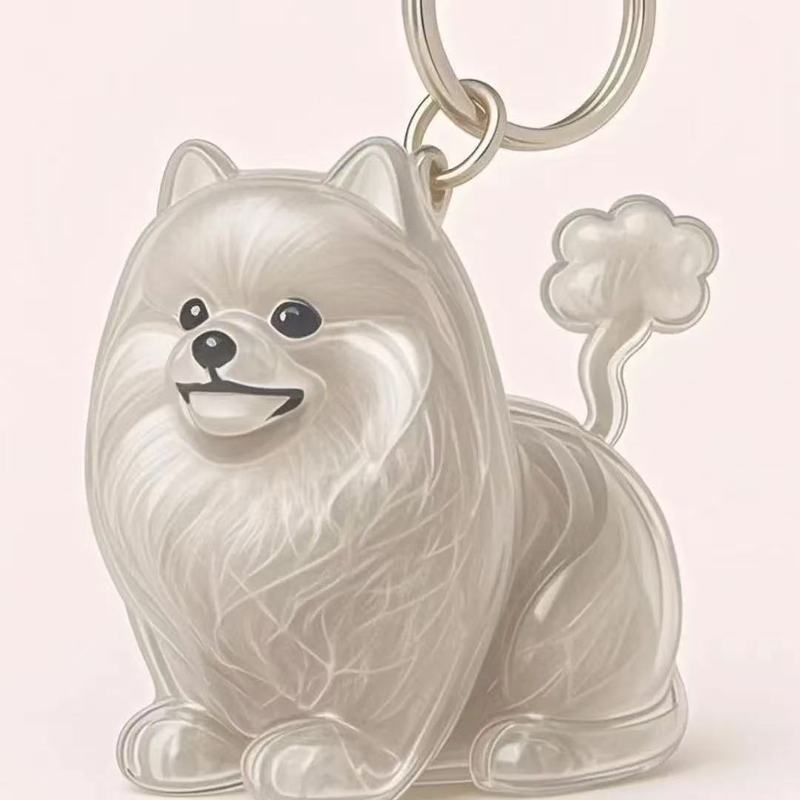 透明子犬ヘア収納ボックスチャームガシャポンウエストハイランドポメラニアンヘア収納お土産キーホルダーバッグぶら下げ|undefined