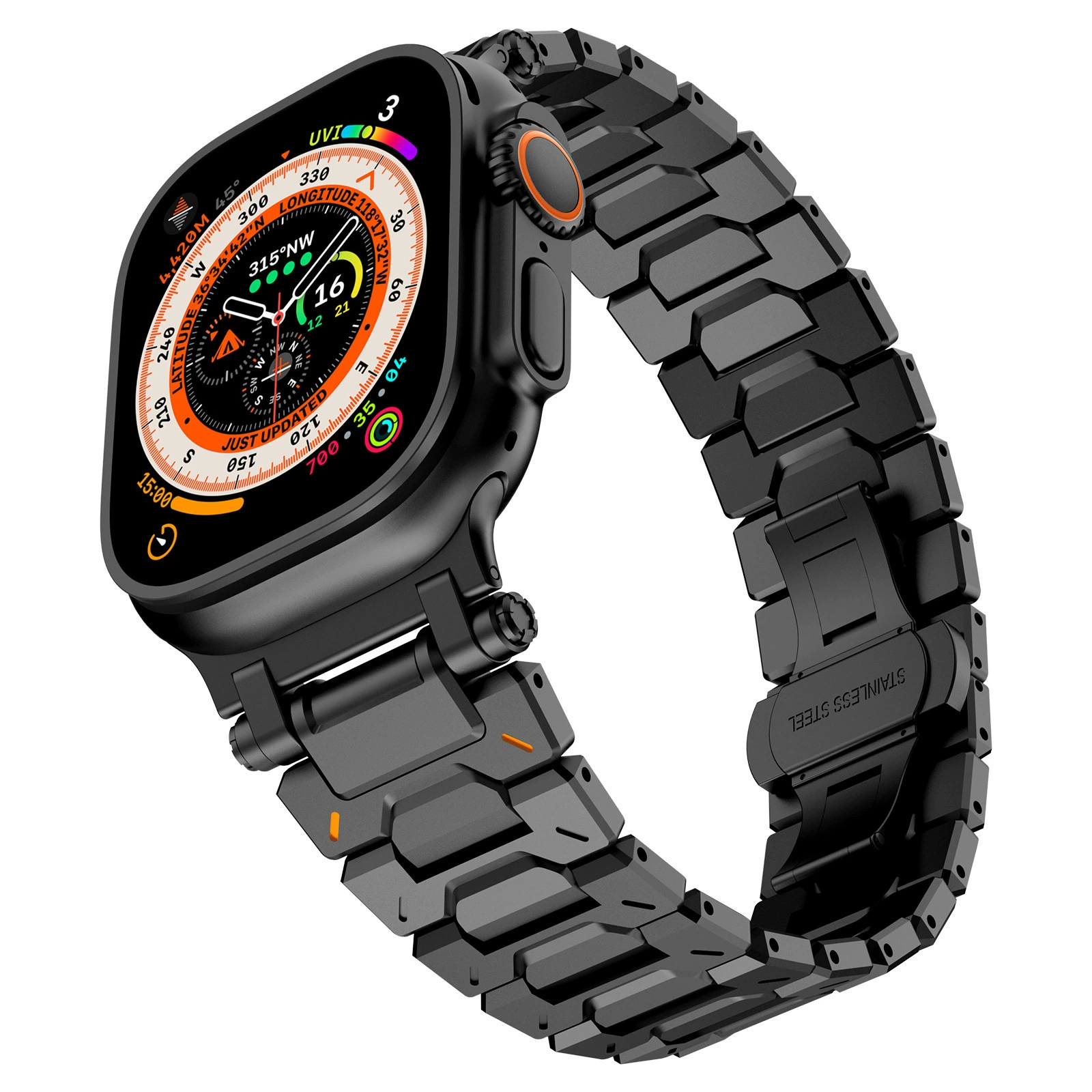 ticmate Explorer: браслет из нержавеющей стали для Apple Watch Ultra, цвета серебро, титан, черный