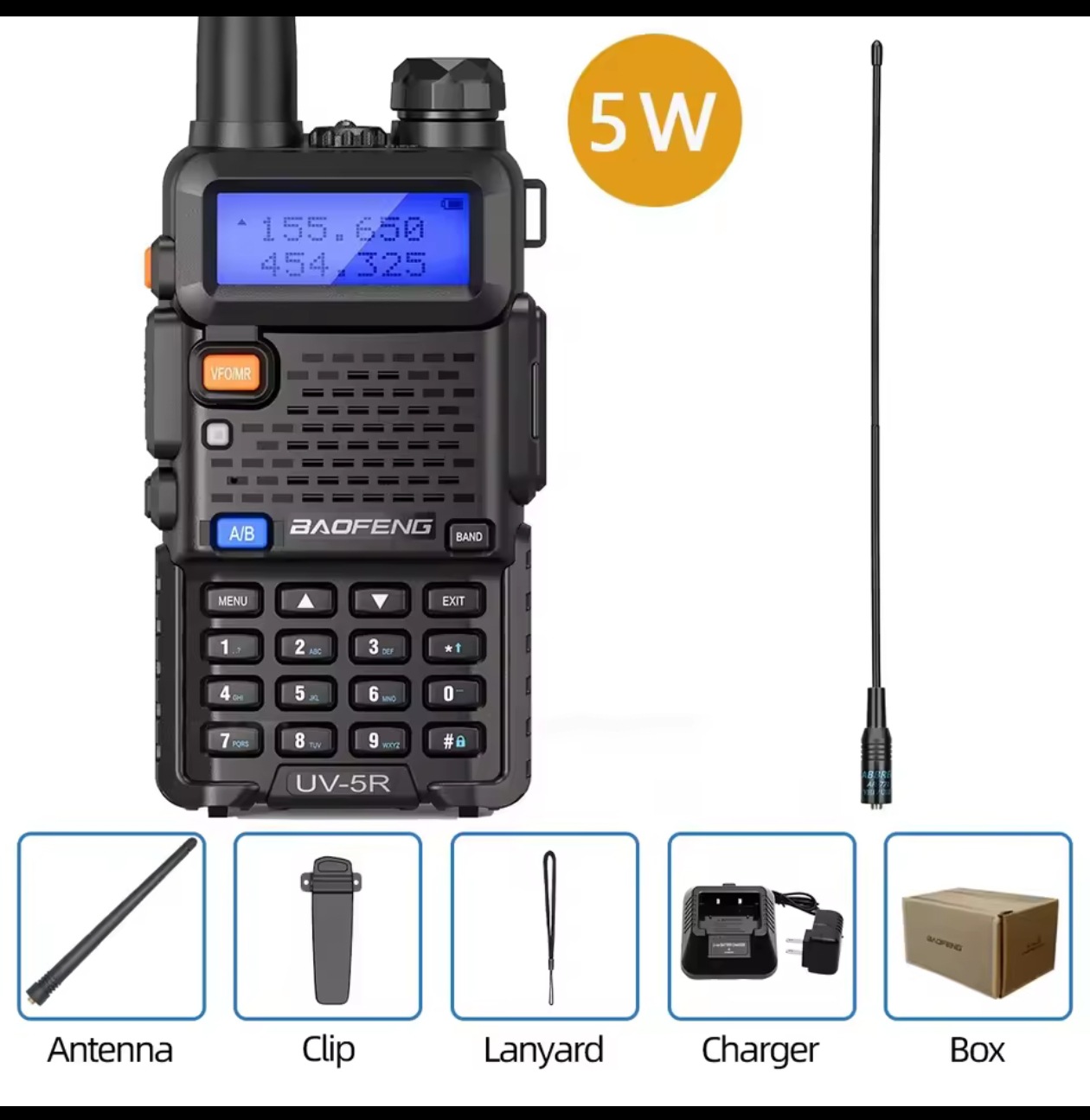 Walkie-talkie Baofeng BF-UV5R, walkie-talkie portátil civil, walkie-talkie de alta potencia para vehículos, ideal para viajes en auto.