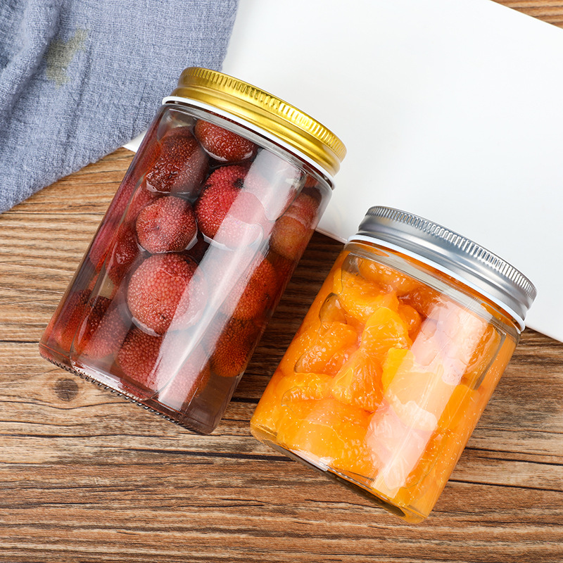 Botella de almacenamiento recta sellada puede botella engrosada transparente mermelada de vidrio botella de miel al por mayor encurtidos sub-botella