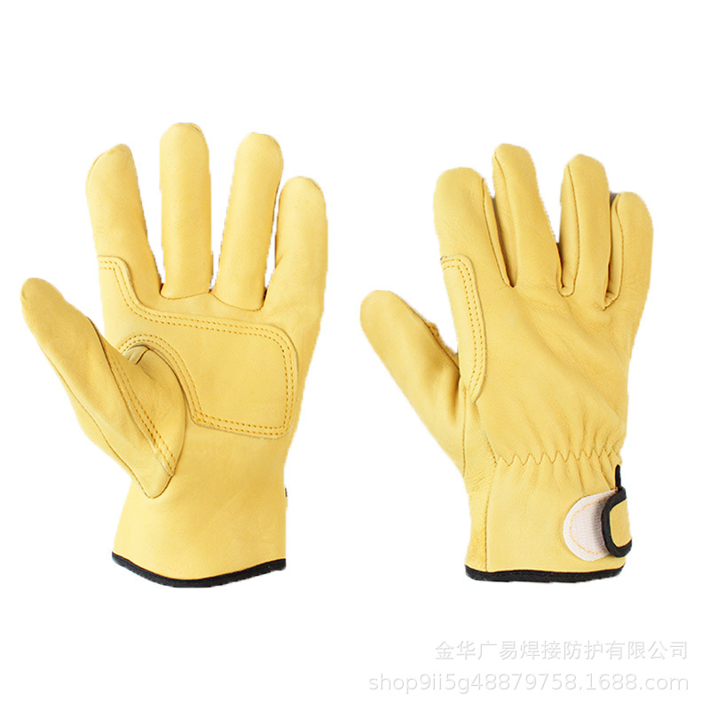 头层羊皮猪皮电焊手套氩弧焊防烫双层内衬魔术贴加固柔软骑行驾驶