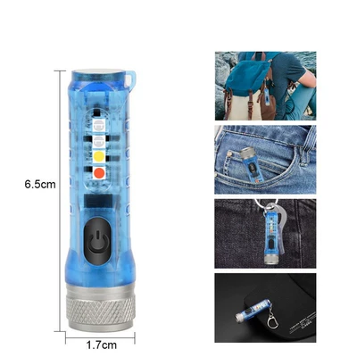 Mini Small Clip Flashlight Strong UV fənərlər - blue-model