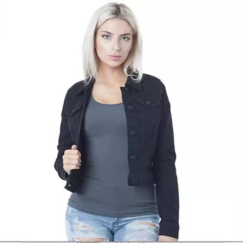 2024 Blue Denim Jacket for Women, Slimming, European and American Style, Collared, Solid Color, Single-Breasted, Street Fashion, Chanel-Inspired, Cotton Jacket