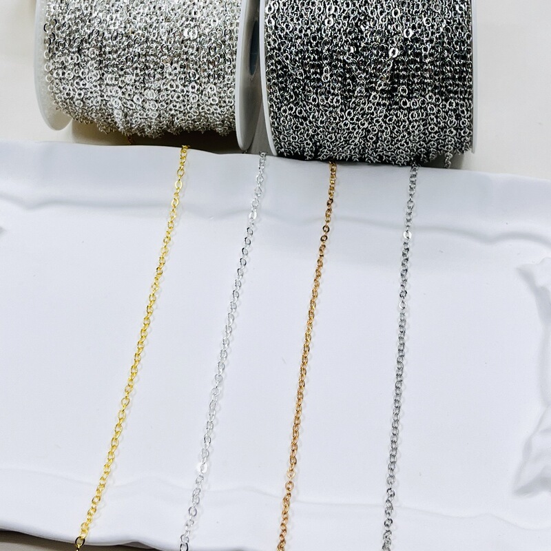 1m /Pack DIY Jewelry Chain 245Sf O-Shaped Chain Cross Chain Thin Clavicle Chain DIY Ancient Costume Hanfu Materials