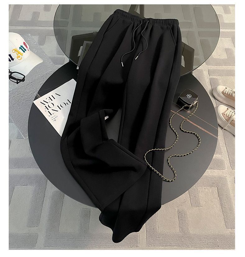Korean Style Women's Zip-Up Hoodie & Jogger Pants Set - Casual Sporty Outfit (S-2XL, Black/Brown)_ecoleips.com