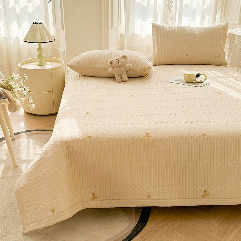 Cotton quilted antibacterial sheet, set, increased thickness, 3 piece set