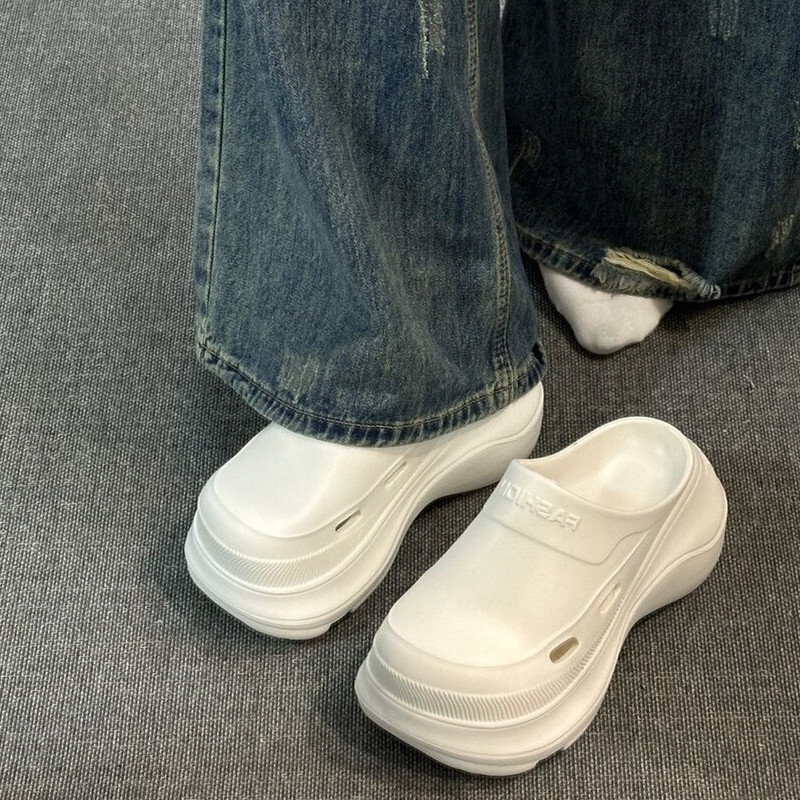 8cm Thick-soled Closed-toe Mules Women, Student Style, New 2026 Model, Summer Sandals For Outdoor Wear, Wholesale_vogvips.com