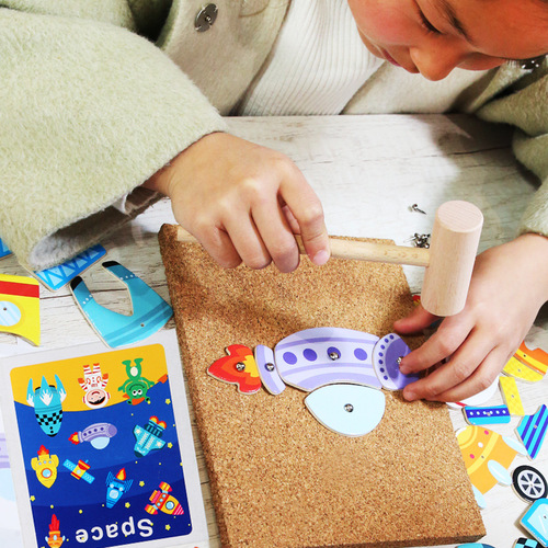 Amazon's best-selling baby knock-knock creative puzzle baby early education educational nail wooden puzzle toy