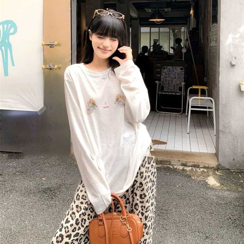 2025秋季新款天使慵懒风松弛感人像设计雪花亚麻棉防晒长袖T恤女|undefined
