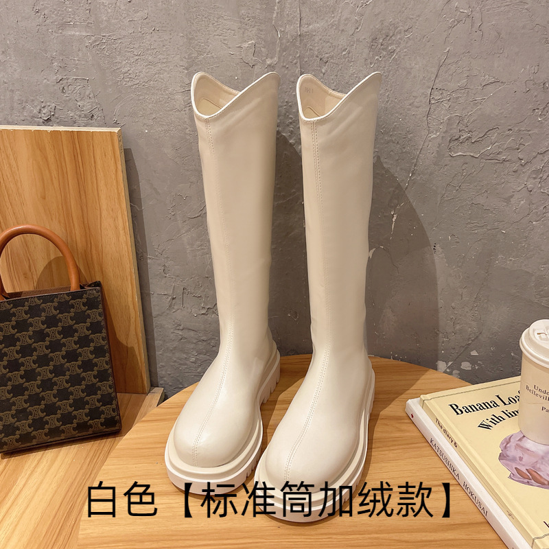 长筒靴女2025秋冬季新款胖mm厚底加绒粗腿大码大筒围长靴子骑士靴|undefined