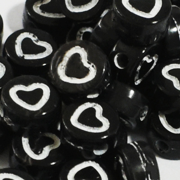 Acrylic children's beads with letters heart-shaped