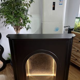 Simple French-Style Fireplace Decorative Cabinet, Arched Entryway Cabinet Shelf, Trendy Ins-Style Living Room and Bedroom with Lights