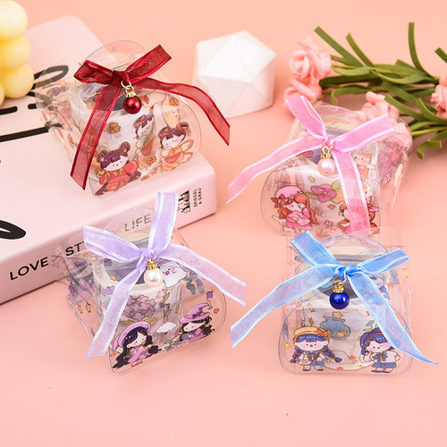 Cartoon transparent handbag and paper tape set student decorative stickers PET gift box material stickers Children's Day gift