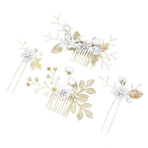 Korean-style bride headpiece, new forest system blue flower hairpin, hair comb wedding veil hair accessory, hair comb hair pin