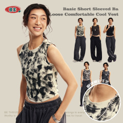 BE women's clothing spring and summer European and American old sports women's vest vest Bajia same style washing mud dyed fashion brand pullover vest