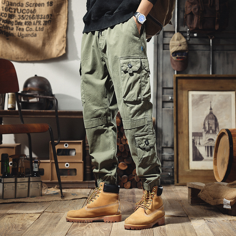 2024 New American-Style Casual Multi-Pocket Loose Zipper Jogger Pants for Men, Autumn Youth Trendy Brand Cargo Pants for Men