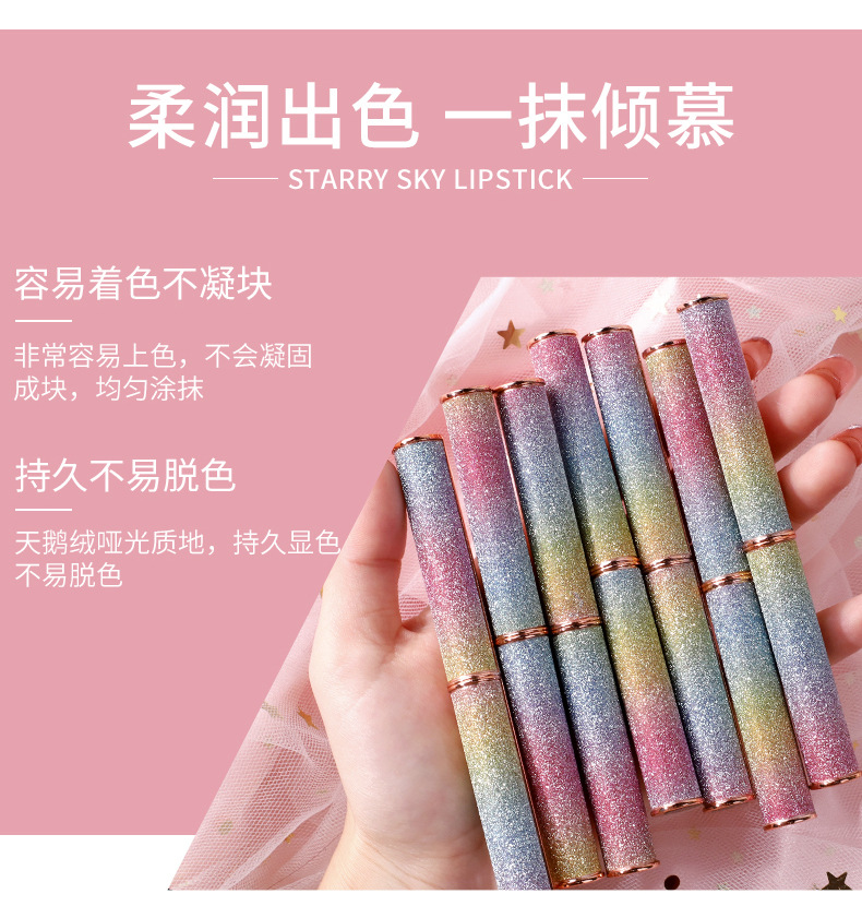 VIBELY Foreign Trade Starry Sky Shining matte Lipstick, non-stick cup, non-fading, small diamond heel Lipstick, cross-border wholesale undefined